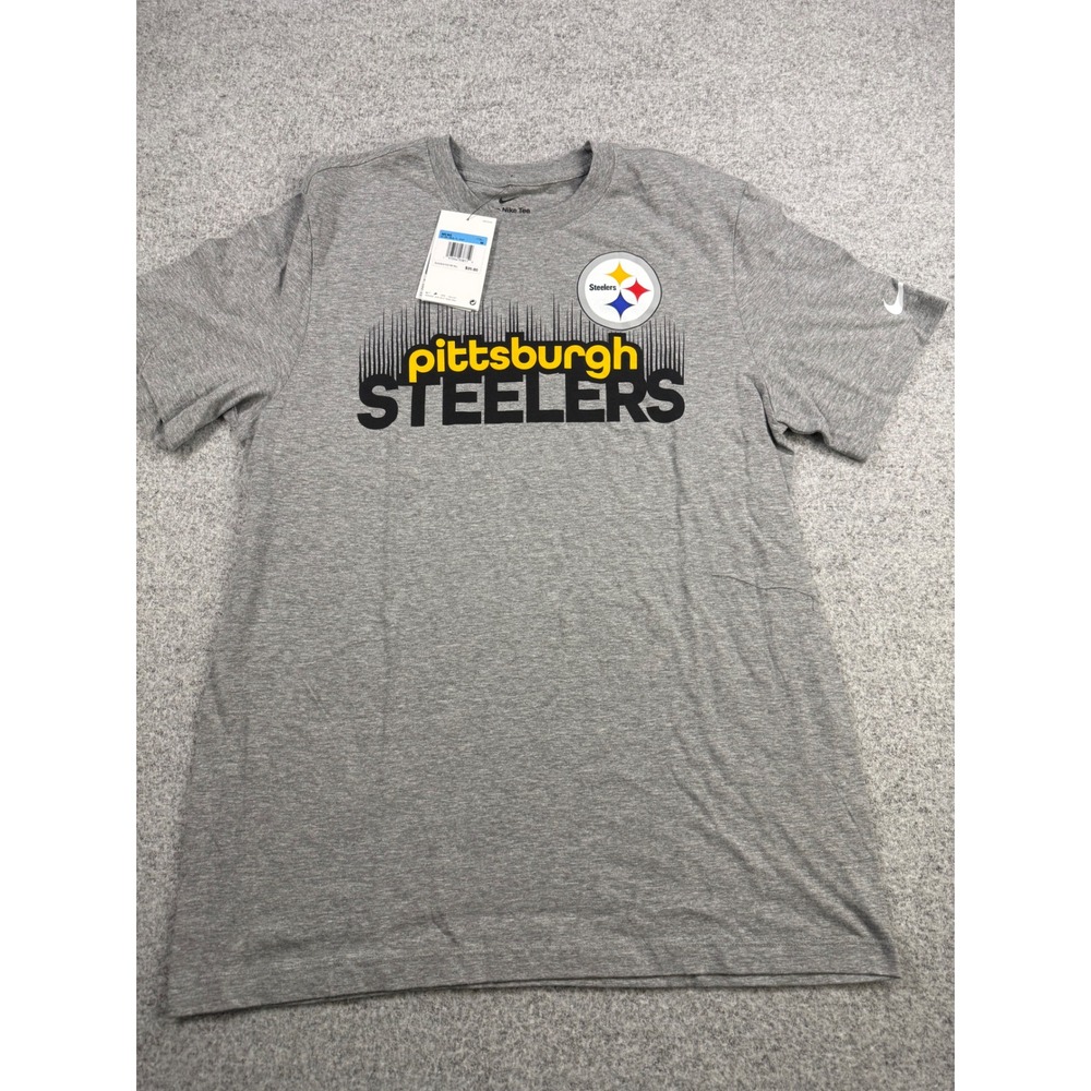 Nike Pittsburgh Steelers Mens Gray Graphic T-Shirt N199-06G-7L-VVP Medium NWT